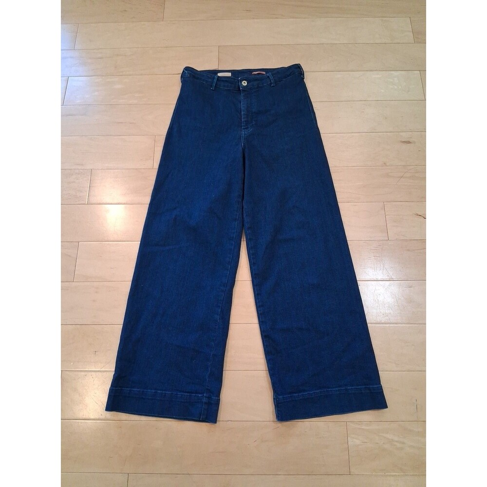 Pilcro Wide-Leg Dark Blue Jean Pants - Picture 2 of 10